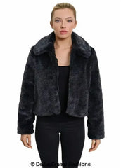 De La Creme Womens Faux Fur Cropped Aviator Bomber - Femstylo