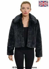 De La Creme Womens Faux Fur Cropped Aviator Bomber - Femstylo