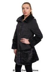De La Creme - Womens Faux Fur Trim Wool Mix Coat - Femstylo