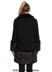 De La Creme - Womens Faux Fur Trim Wool Mix Coat - Femstylo