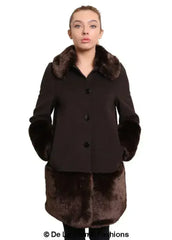 De La Creme - Womens Faux Fur Trim Wool Mix Coat - Femstylo