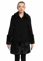 De La Creme - Womens Faux Fur Trim Wool Mix Coat - Femstylo