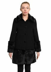 De La Creme - Womens Faux Fur Trim Wool Mix Coat - Femstylo