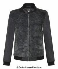 De La Creme - Womens Faux Fur Zip-Thru Varsity Bomber Jacket - Femstylo