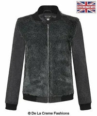 De La Creme - Womens Faux Fur Zip-Thru Varsity Bomber Jacket - Femstylo