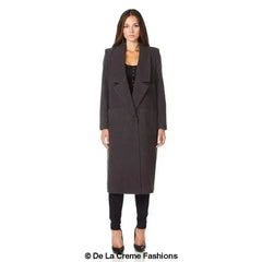 De La Creme - Womens Faux Wool Wrap Coat - Femstylo