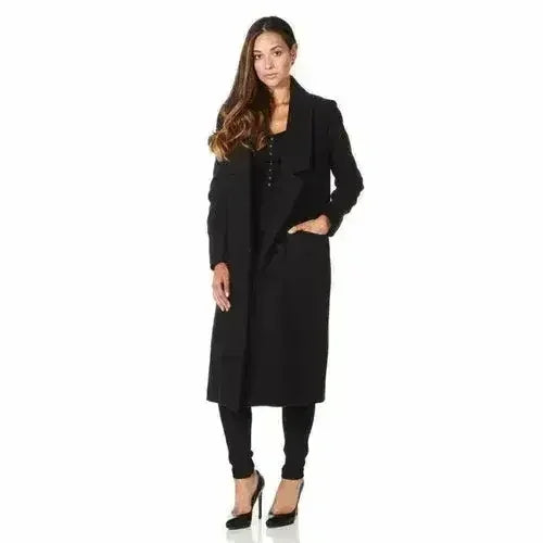 De La Creme - Womens Faux Wool Wrap Coat - Femstylo