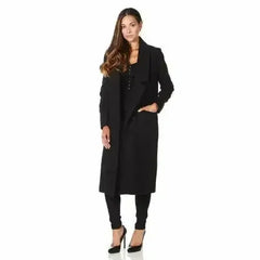 De La Creme - Womens Faux Wool Wrap Coat - Femstylo