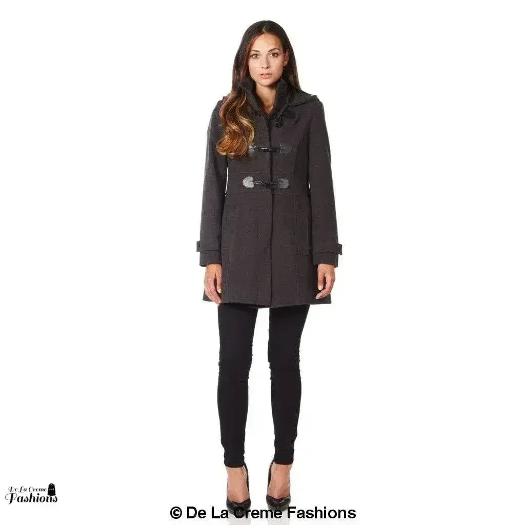 Hooded Toggle Fastened Slim Fit Coat - Femstylo
