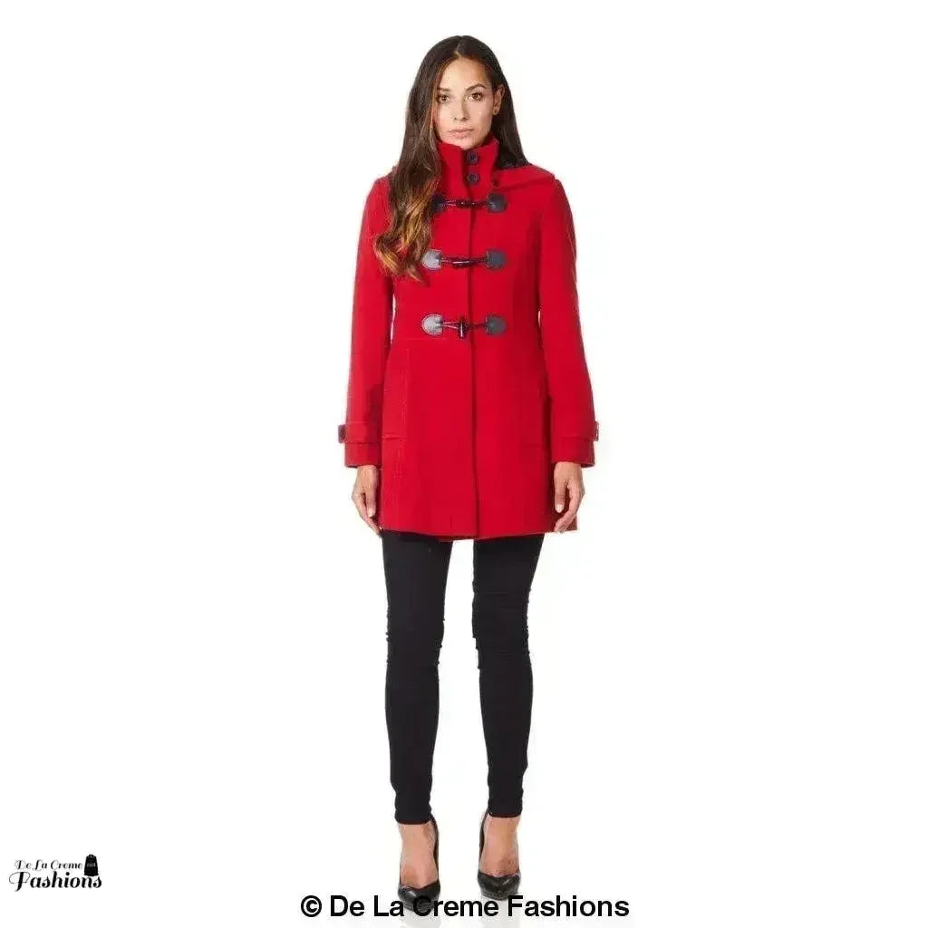 Hooded Toggle Fastened Slim Fit Coat - Femstylo