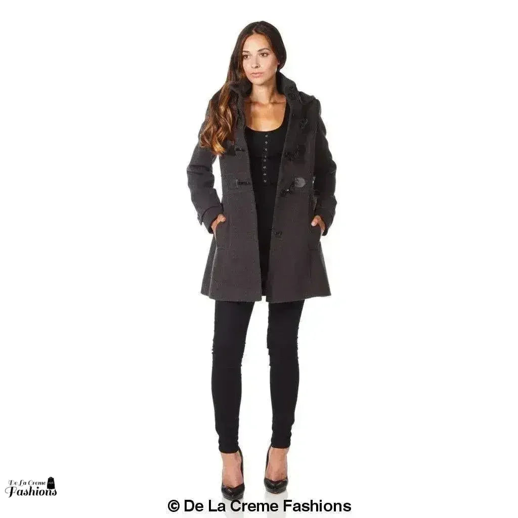 Hooded Toggle Fastened Slim Fit Coat - Femstylo