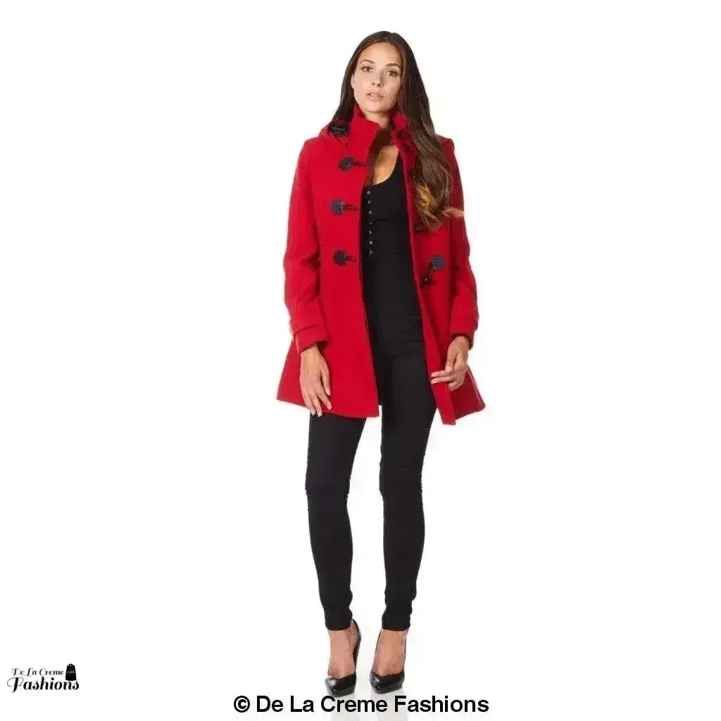 Hooded Toggle Fastened Slim Fit Coat - Femstylo