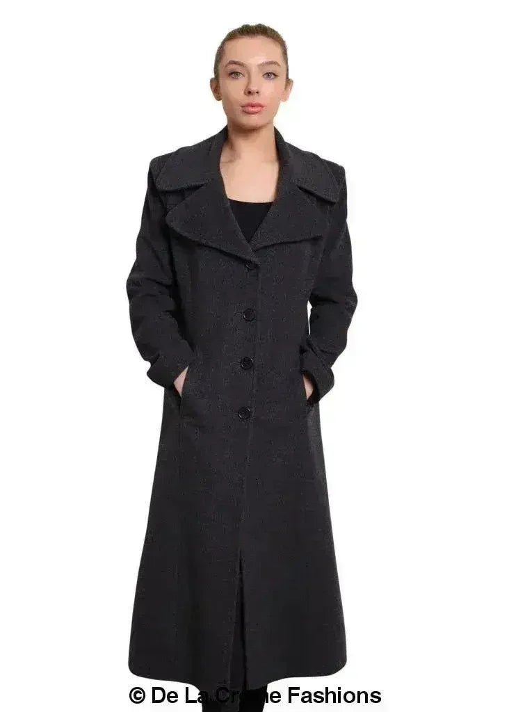De La Creme - Womens Large Lapel Long Coat - Femstylo