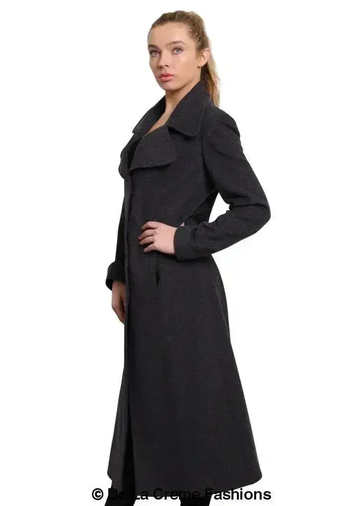 De La Creme - Womens Large Lapel Long Coat - Femstylo