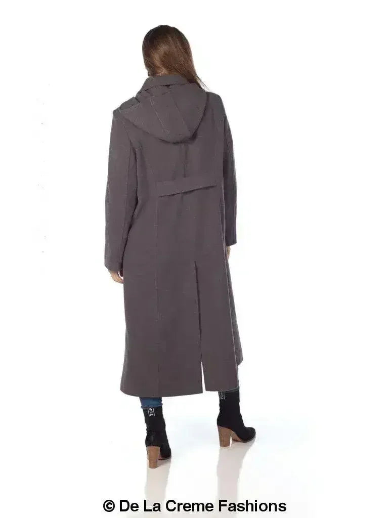 Faux Wool Longline Hooded Winter Coat - Femstylo