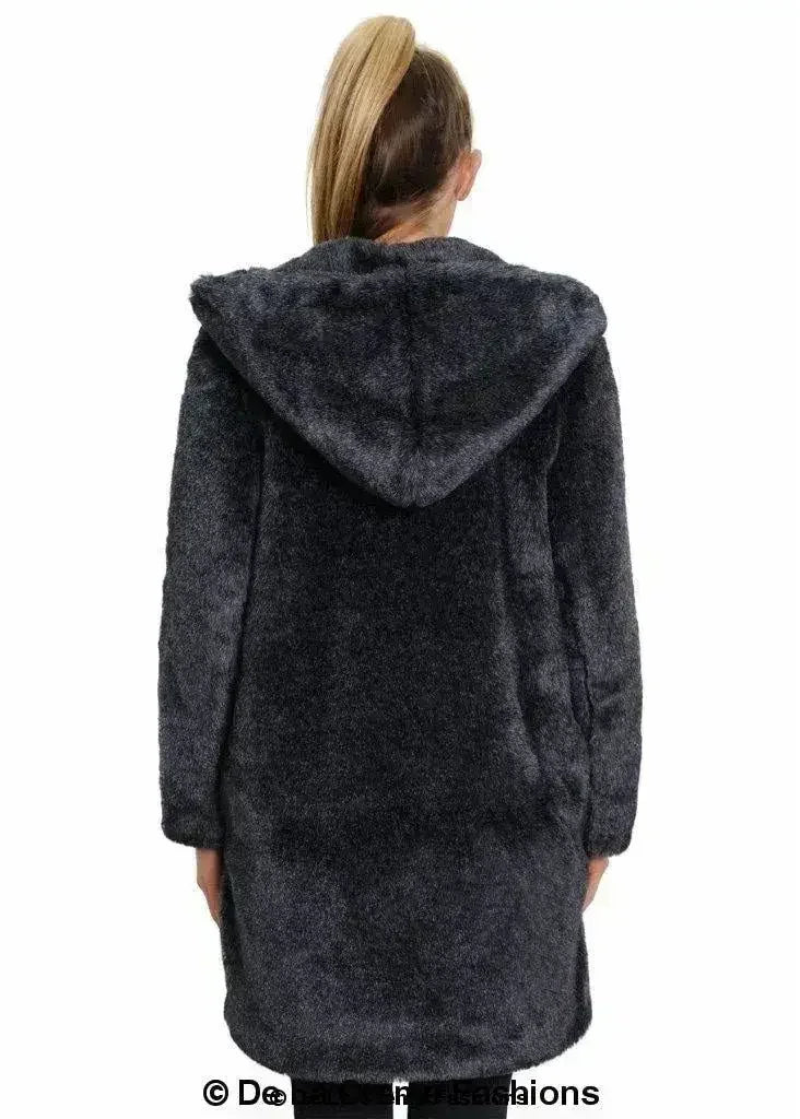 De La Creme - Women's Luxury Faux Fur Jacket Ladies Hooded Winter Coat - Femstylo