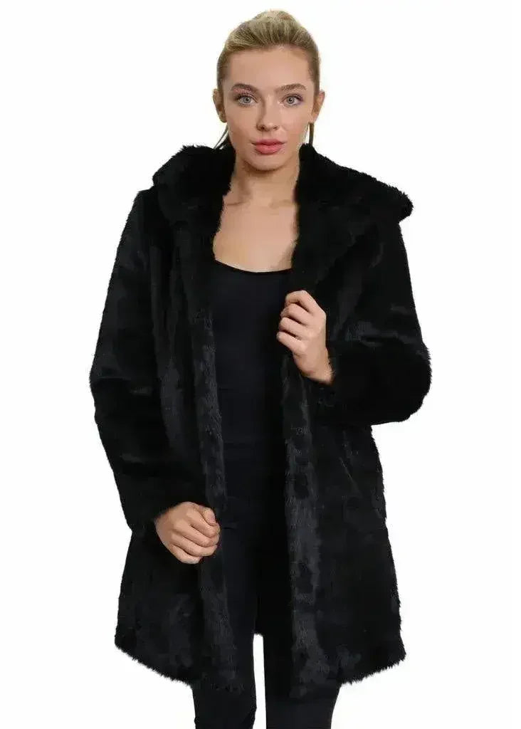 De La Creme - Women's Luxury Faux Fur Jacket Ladies Hooded Winter Coat - Femstylo