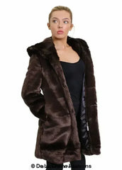 De La Creme - Women's Luxury Faux Fur Jacket Ladies Hooded Winter Coat - Femstylo