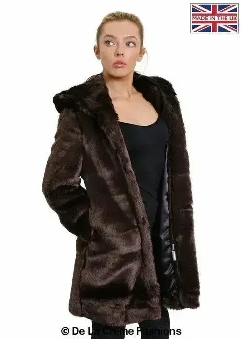 De La Creme - Women's Luxury Faux Fur Jacket Ladies Hooded Winter Coat - Femstylo
