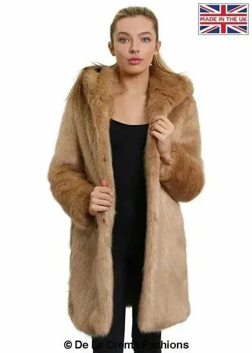 De La Creme - Women's Luxury Faux Fur Jacket Ladies Hooded Winter Coat - Femstylo