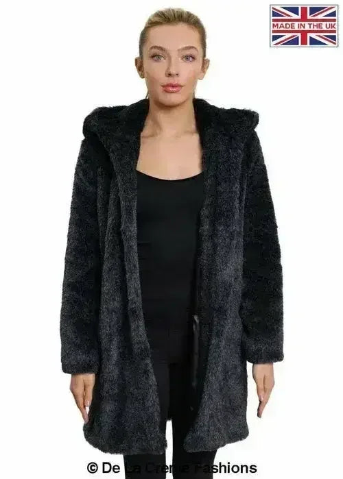 De La Creme - Women's Luxury Faux Fur Jacket Ladies Hooded Winter Coat - Femstylo