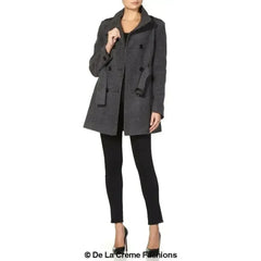 De La Creme - Womens Military Style Wool Belted Coat - Femstylo