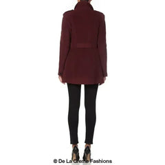 De La Creme - Womens Military Style Wool Belted Coat - Femstylo