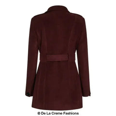 De La Creme - Womens Military Style Wool Belted Coat - Femstylo