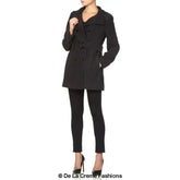 De La Creme - Womens Military Style Wool Belted Coat - Femstylo