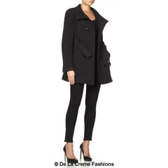 De La Creme - Womens Military Style Wool Belted Coat - Femstylo