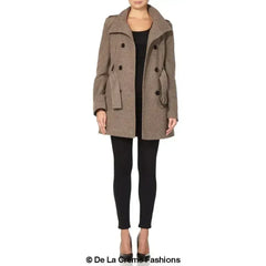 De La Creme - Womens Military Style Wool Belted Coat - Femstylo
