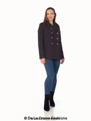 De La Creme Womens Military Style Pea Coat - Femstylo