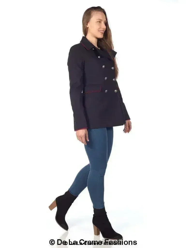 De La Creme Womens Military Style Pea Coat - Femstylo