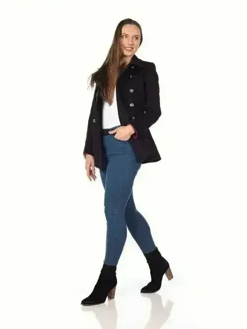 De La Creme Womens Military Style Pea Coat - Femstylo