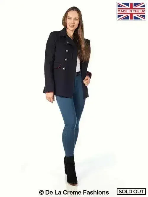 De La Creme Womens Military Style Pea Coat - Femstylo