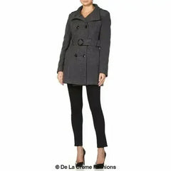 De La Creme - Womens Military Style Wool Belted Coat - Femstylo