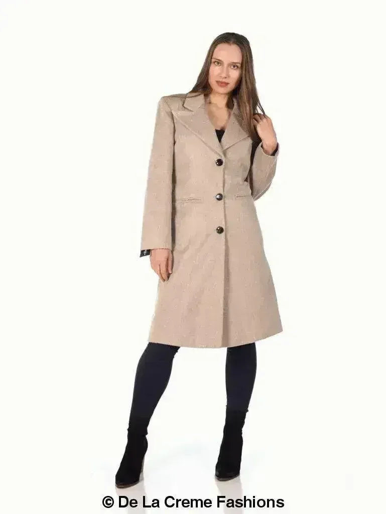 De La Creme - Women's Mohair Blend Longline Winter Coat - Femstylo