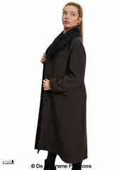 De La Creme Womens Oversized Faux Fur Collar Long Coat - Femstylo