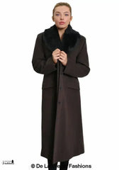 De La Creme Womens Oversized Faux Fur Collar Long Coat - Femstylo