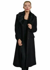De La Creme Womens Oversized Faux Fur Collar Long Coat - Femstylo