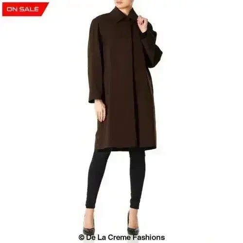 De La Creme Womens Oversized Knee Length Swing Coat - Femstylo