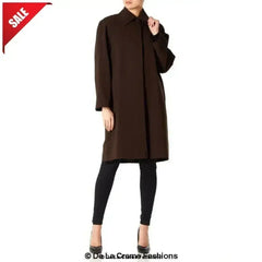 De La Creme Womens Oversized Knee Length Swing Coat - Femstylo
