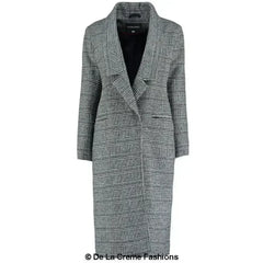 De La Creme - Womens Prince Of Wales Check Wrap Long Coat - Femstylo