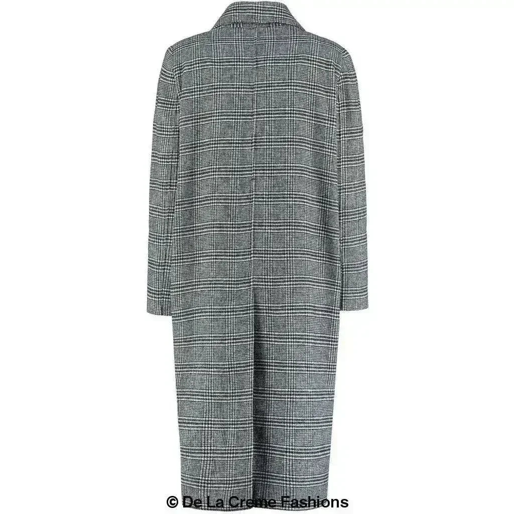 De La Creme - Womens Prince Of Wales Check Wrap Long Coat - Femstylo