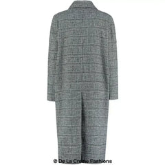 De La Creme - Womens Prince Of Wales Check Wrap Long Coat - Femstylo