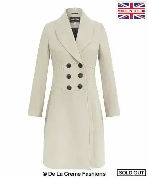 De La Creme - Womens Slim Fit Double Breasted Roll Collared Coat - Femstylo