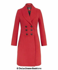 De La Creme - Womens Slim Fit Double Breasted Roll Collared Coat - Femstylo