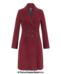 De La Creme - Womens Slim Fit Double Breasted Roll Collared Coat - Femstylo