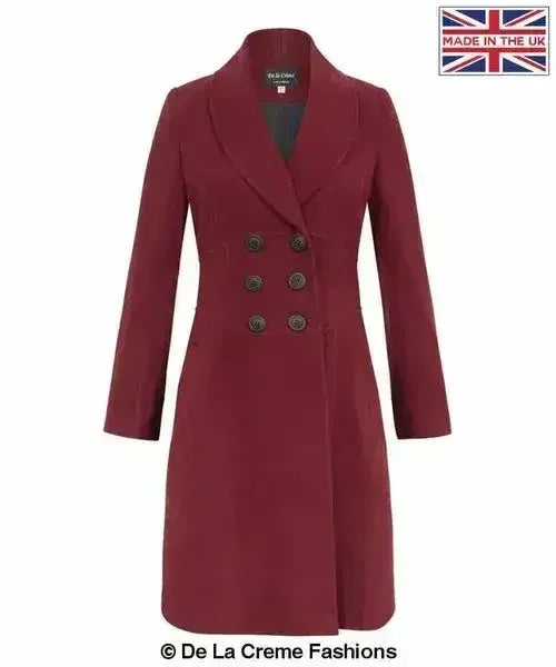 De La Creme - Womens Slim Fit Double Breasted Roll Collared Coat - Femstylo