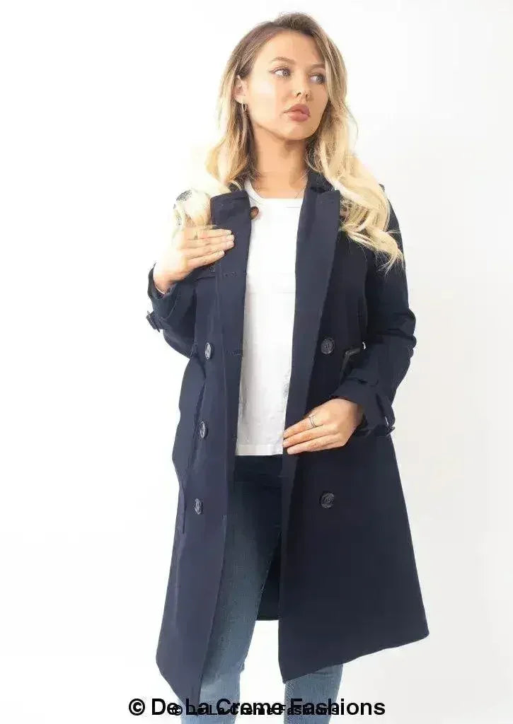 Double-Breasted Trench Coat - UK Made Polyester Blend | Femstylo - Femstylo